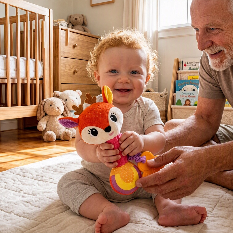 peluche d'éveil bebe et grand papa