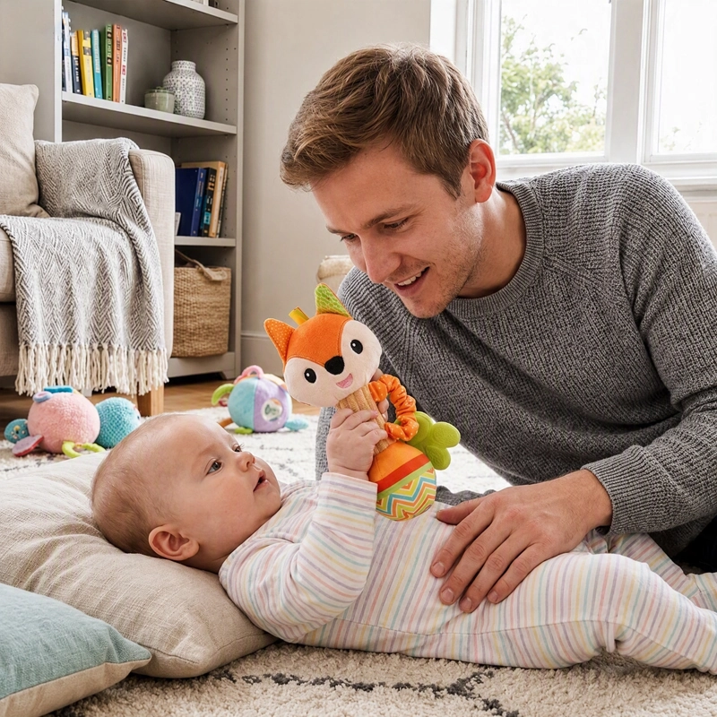 peluche d'éveil avec maman et papa