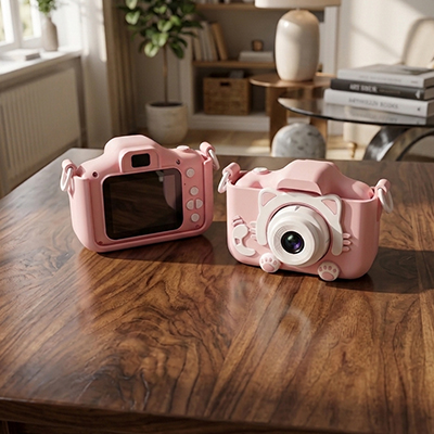 Appareil photo enfant rose chaton anti choc à l'épreuve des enfants