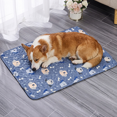 tapis chien rafraichissant bleu respirant et doux